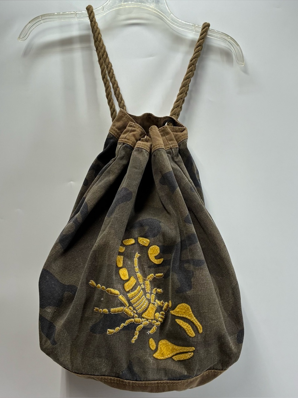 Vintage Y2K 2007 Gap Camo Canvas Backpack Bag Scorpion Embroidered